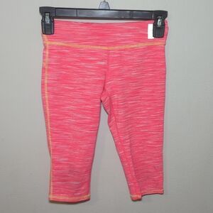 Zella Girl Pink + White Heathered Capri Leggings Girls Size M 8/10